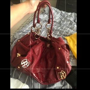 Bolzano Italian red leather handbag XL with keys